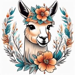 Alpaca tattoo, Adorable alpaca tattoo, symbolizing comfort and warmth. , tattoo color art, clean white background