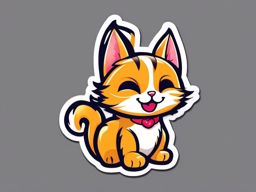 Happy Kitty Paw sticker- Playful Feline Cuteness, , color sticker vector art