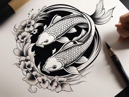 artistic koi fish tattoo design representing perseverance and transformation. 
