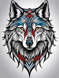 American Traditional Wolf,classic American traditional-style wolf tattoo, showcasing unwavering loyalty. , color tattoo design, white clean background