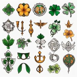 cute small irish tattoos  simple color tattoo,minimal,white background