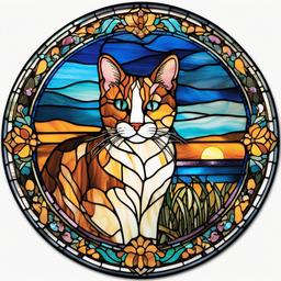 Stained Glass Cats - Admire the elegance of cats captured in stained glass, showcasing intricate details and vibrant hues.  