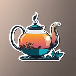 Teapot Pouring Sticker - Teapot pouring a stream of tea, ,vector color sticker art,minimal