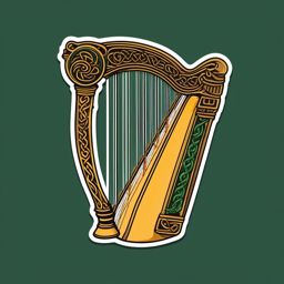 Celtic Harp Sticker - Plucking enchanting and melodic tunes on the Celtic harp, , sticker vector art, minimalist design