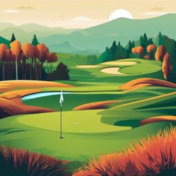 Golf Course Landscape Clipart - A beautiful golf course landscape.  color vector clipart, minimal style