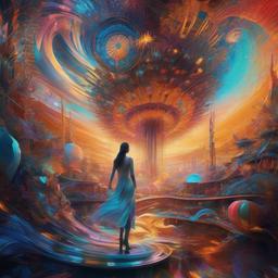 Digital masterpiece, vibrant carnival of futurism, blending high-tech marvels, stunning beauty set in a surreal dreamscape. bioluminescent art style, weaving intricate details amidst radiant white and warm colors