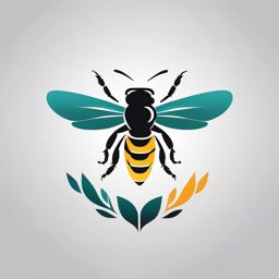 Binary Bees  minimalist design, white background, professional color logo vector art