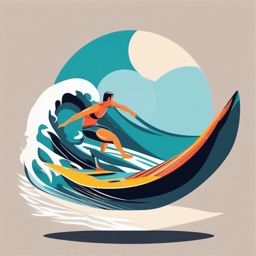 Surfboard Clipart - A surfer riding the waves with style.  color vector clipart, minimal style