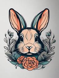 mini lop rabbit tattoo  minimalist color tattoo, vector