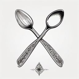 simple spoon     ,tattoo design, white background