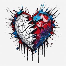 Broken heart tattoo, Shattered heart, frozen in ink, declaration of the strength within our vulnerabilities. , tattoo color art, clean white background