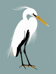 Egret Clipart - Egret in its elegant breeding plumage , minimal, 2d