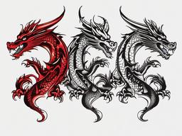 Trad Dragon Tattoo - Traditional dragon tattoos featuring classic and timeless designs.  simple color tattoo,minimalist,white background