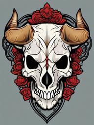 bull skeleton tattoo  simple vector color tattoo