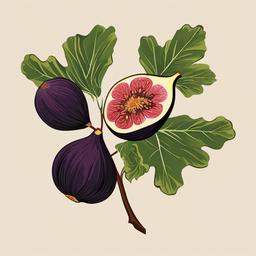 fig branch tattoo  simple vector color tattoo