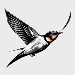 Swallow Tattoo Traditional - Traditional swallow in flight  minimalist tattoo design, white background