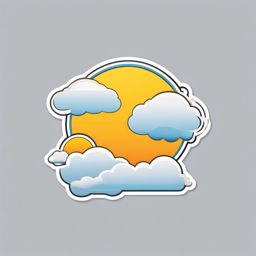 Cloud with sun sticker- Partly cloudy, , sticker vector art, minimalist design