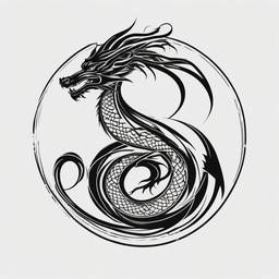 9 Dragon Tattoo - Tattoo inspired by the number 9 with a dragon design.  simple color tattoo,minimalist,white background