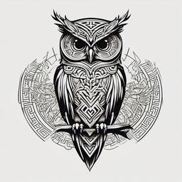 Labyrinth Owl Tattoo - Pay homage to fantasy with a tattoo inspired by the labyrinth and featuring an owl.  simple color tattoo,vector style,white background