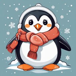 Cute winter penguin - Let adorable winter penguins bring warmth and joy to your seasonal designs.  color vector clipart