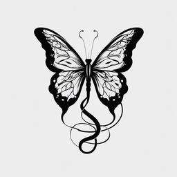 Butterfly Snake Tattoo - Tattoo featuring a combination of a butterfly and snake.  simple vector tattoo,minimalist,white background