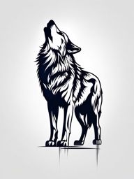 Lone Wolf Tattoo,lone wolf, solitary and resilient, symbol of independence and self-reliance. , tattoo design, white clean background