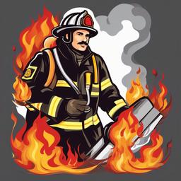 Fireman clipart - smoke and fire illustration  vector clipart