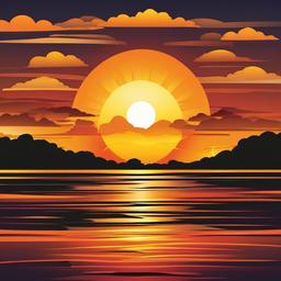 Sun clipart - setting over the horizon   