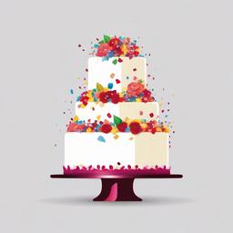 Confetti on a wedding cake clipart.  vector style illustration, white background