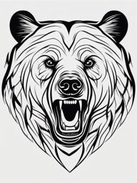 Grizzly bear claw tattoo. Power in each mark.  black white tattoo style, minimalist design,white background