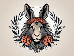 lionhead bunny tattoo  minimalist color tattoo, vector