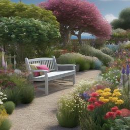 Coastal Seaside Garden - Bring the serenity of the seaside to your coastal garden. multicoloured, photo realistic, hyper detail, high resolution