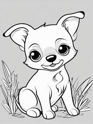 Kawaii Dog Coloring Pages - Sweet Puppies with Cheerful Expressions  minimal black outline printable sheet, coloring page