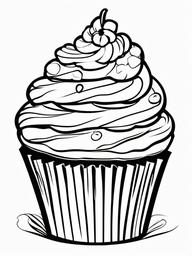 Cake Coloring Pages - Cupcake with colorful candy toppings  simple coloring pages