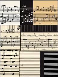 Music clipart - piano keys and sheet music  