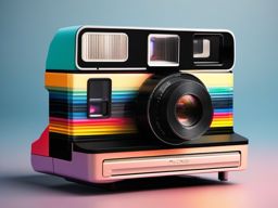 Polaroid Camera - A vintage Polaroid camera with instant photo prints hyperrealistic, intricately detailed, color depth,splash art, concept art, mid shot, sharp focus, dramatic, 2/3 face angle, side light, colorful background