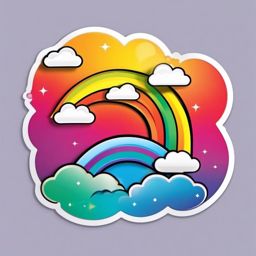 Rainbow Sticker - Bright and cheerful rainbow, ,vector color sticker art,minimal