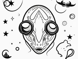 Alien Stick and Poke Tattoo - DIY charm meets extraterrestrial allure in an alien stick and poke tattoo.  simple color tattoo,vector style,white background