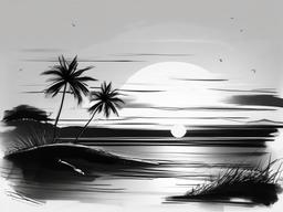 sketch of sunset  minimal rough sketch scribbles,doodles,black and white