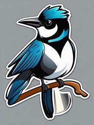 Magpie cartoon - clever, shiny-collecting bird  cartoon sticker style