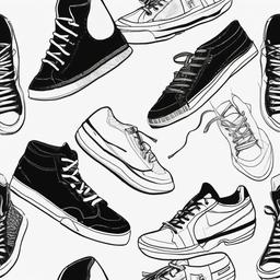 drawing of a sneaker  minimal rough scribbles,doodles,black and white