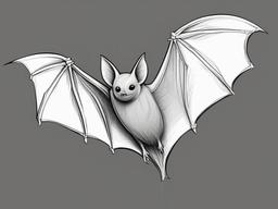 drawing of a gray bat  minimal rough sketch scribbles,doodles,black and white