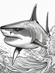 Great White Shark Coloring Pages - Fierce Ocean Predator  black outline printable sheet, coloring page