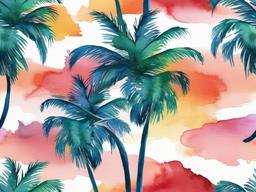 palm tree watercolor tattoo  simple vector color tattoo