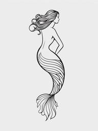 Minimalist Mermaid Tail Tattoo - Keep it simple and charming with a minimalist mermaid tail tattoo design.  simple vector color tattoo,minimal,white background