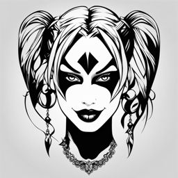 harley quinn tattoos black and white design 