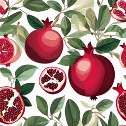 Pomegranate Clipart - Exotic and colorful pomegranate fruit.  color vector clipart, minimal style