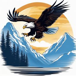 Eagle Tattoo - Eagle soaring majestically in the clear blue sky  color tattoo design, clean white background