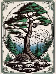 cedar tree tattoo  simple vector color tattoo