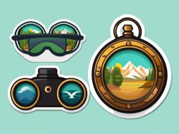 Compass and Binoculars Emoji Sticker - Exploring nature, , sticker vector art, minimalist design